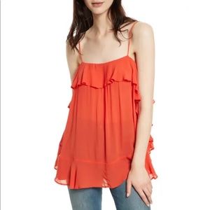 Free People Cascades Ruffle Camisole Top in Red